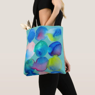 Tote Bag Aquarelle cercle motif art abstrait couleur cool