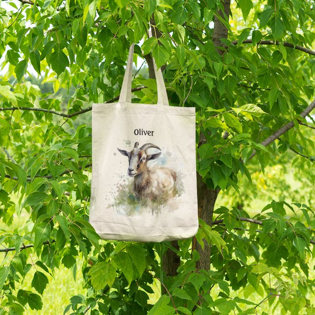 Tote Bag Aquarelle Chèvre de ferme, sur mesure (Créateur téléchargé)