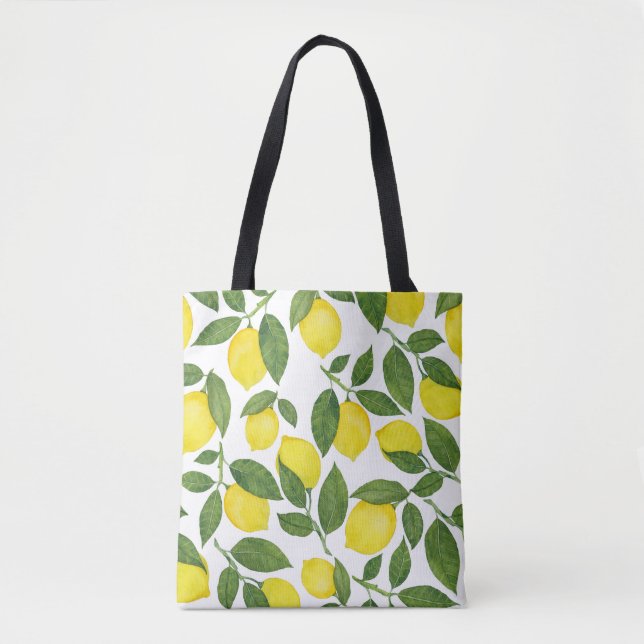 Tote Bag Aquarelle Citrons : Motif de fruits d'été (Devant)