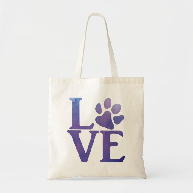 Tote Bag Aquarelle classique L-paw-VE violet (Devant)