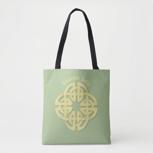 Tote Bag Aquarelle classique Vert Gold Croix celtique (Devant)