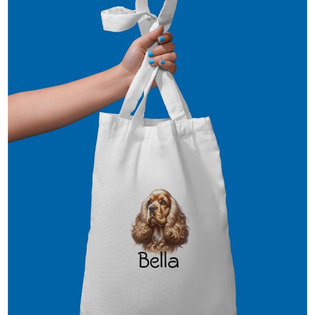 Tote Bag Aquarelle Cocker Spaniel Personnalisé (Créateur téléchargé)