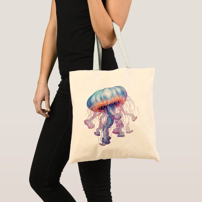 Tote Bag Aquarelle colorée Conception méduse (Devant (produit))