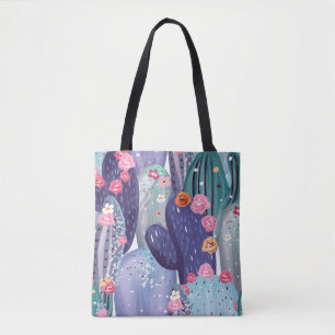 Tote Bag Aquarelle colorée Motif Cactus