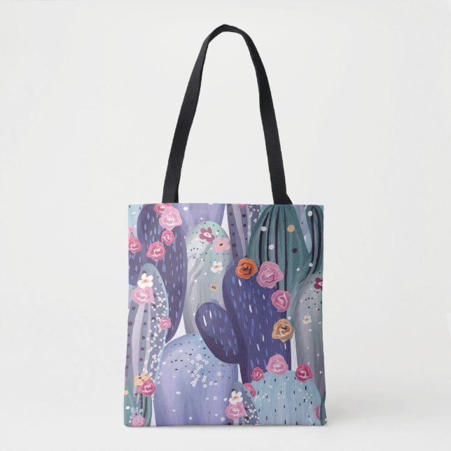 Tote Bag Aquarelle colorée Motif Cactus (Devant)