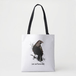 Tote Bag Aquarelle Corbeau Oiseau Oiseau Oiseau Art noir Ci