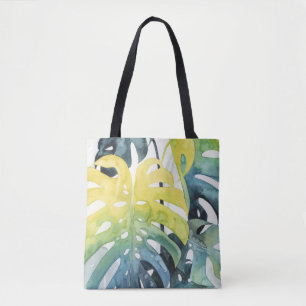 Tote Bag Aquarelle Coucher de soleil Palm Tree Feuilles