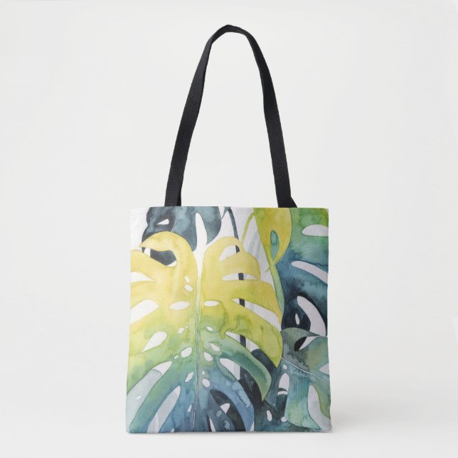 Tote Bag Aquarelle Coucher de soleil Palm Tree Feuilles (Devant)