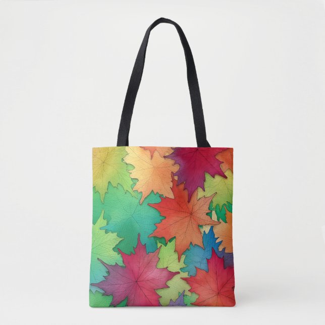 Tote Bag Aquarelle couleur Feuille d'érable Français (Devant)