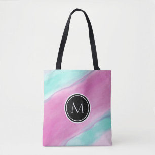 Tote Bag Aquarelle couleur monogramme