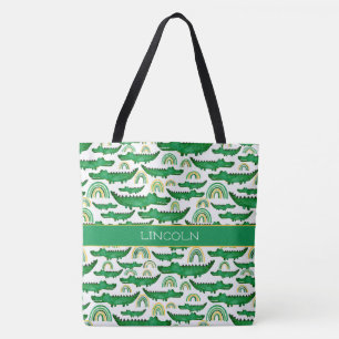 Tote Bag Aquarelle Crocodile Alligator arc-en-ciel Personna