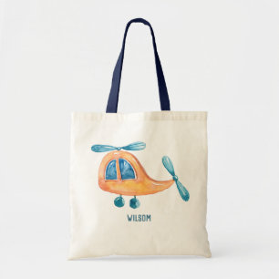 Tote Bag Aquarelle Cute Boy's Airplane