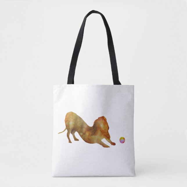 Tote Bag Aquarelle Dachshund & Ball (Devant)