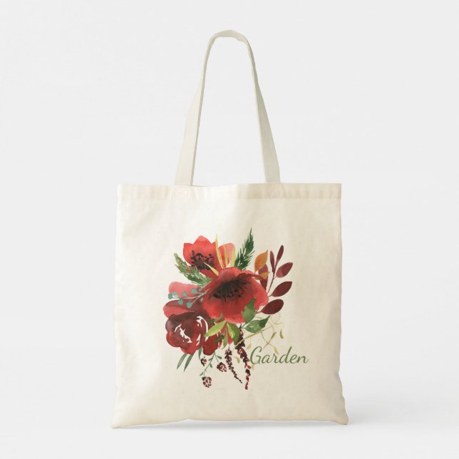 Tote Bag Aquarelle de Burgandy Floral (Dos)