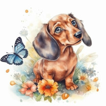 Aquarelle de chiot mignonne Dachshund