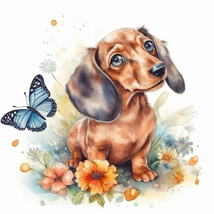 Tote Bag Aquarelle de chiot mignonne Dachshund