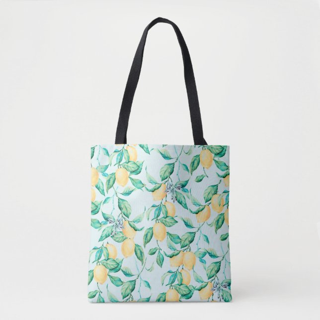 Tote Bag Aquarelle de citron bleu motif (Devant)