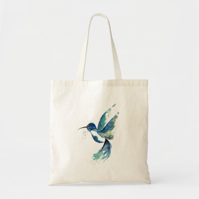Tote Bag Aquarelle de colibri bleu (Devant)