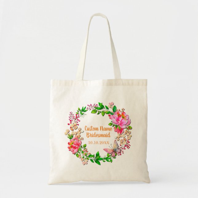 Tote Bag Aquarelle de couronne personnalisée Mariage de fle (Devant)
