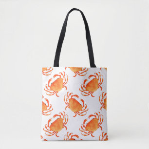 Tote Bag Aquarelle de crabe : Motif Arrière - plan blanc