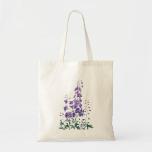 Tote Bag aquarelle de delphinium rose violet