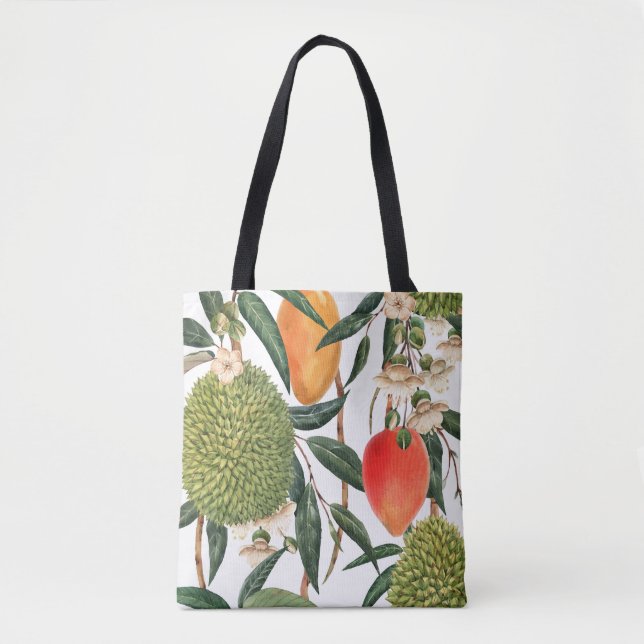 Tote Bag Aquarelle de durian tropical, motif de mangue. (Devant)