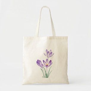 Tote Bag aquarelle de fleur de crocus violet