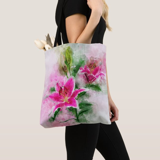 Tote Bag Aquarelle de fleur de Stargazer Lily - wb 02 (De près)