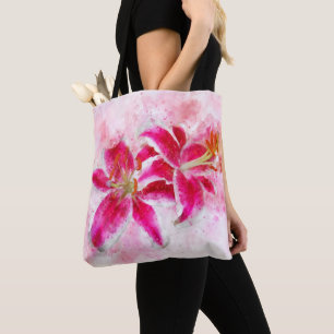 Tote Bag Aquarelle de fleur de Stargazer Lily - wb 03