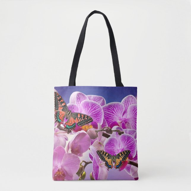 Tote Bag Aquarelle de fleur d'orchidée rose violet (Devant)