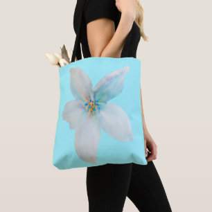 Tote Bag Aquarelle de fleur pastel blanc