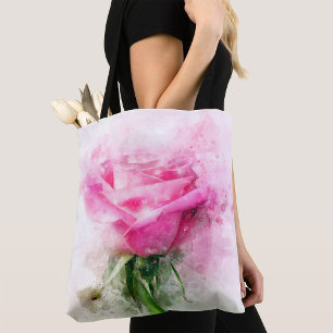 Tote Bag Aquarelle de fleur rose - wb