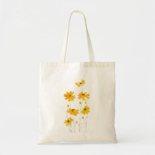Tote Bag aquarelle de fleurs cosmos orange
