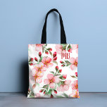 Tote Bag Aquarelle de fleurs de cerisier rose monogramme<br><div class="desc">Ce design moderne présente une aquarelle joliment rose fleurs de cerisier. Personnalisez avec votre monogramme en éditant le texte dans la zone de texte fournie #personalisé #personalizedCadeaux #monogramme #initial #cadeaux #personnalisables #fourre-tout #sacs fourre - touts #sacs #tropicaux #accessoires #giftsforgirls</div>