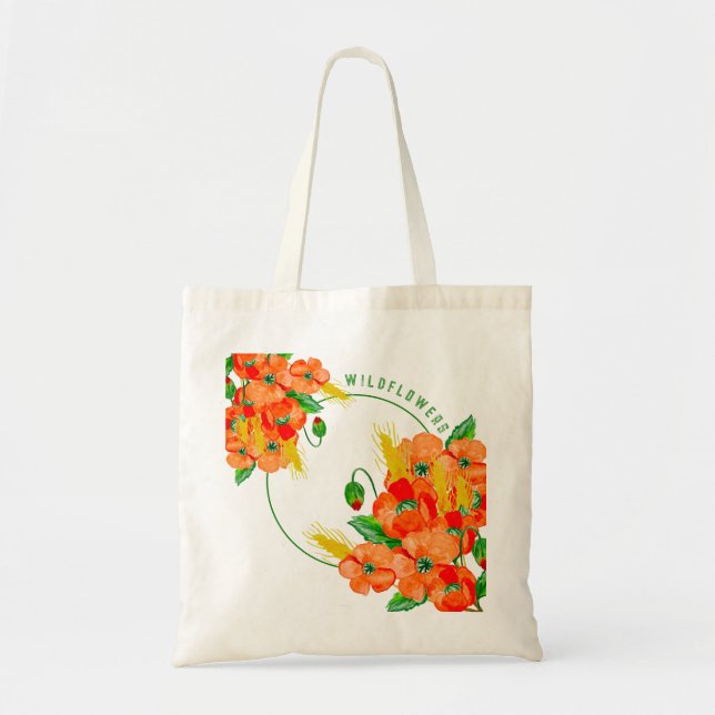 Tote Bag Aquarelle de fleurs sauvages (Devant)