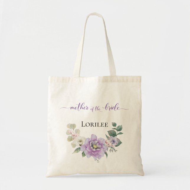 Tote Bag Aquarelle de la mère de la mariée Floral Peony Lav (Devant)
