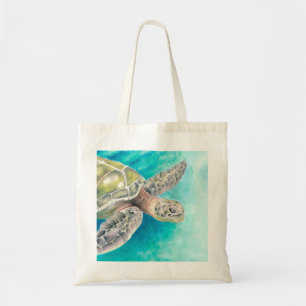 Tote Bag Aquarelle de la tortue marine verte