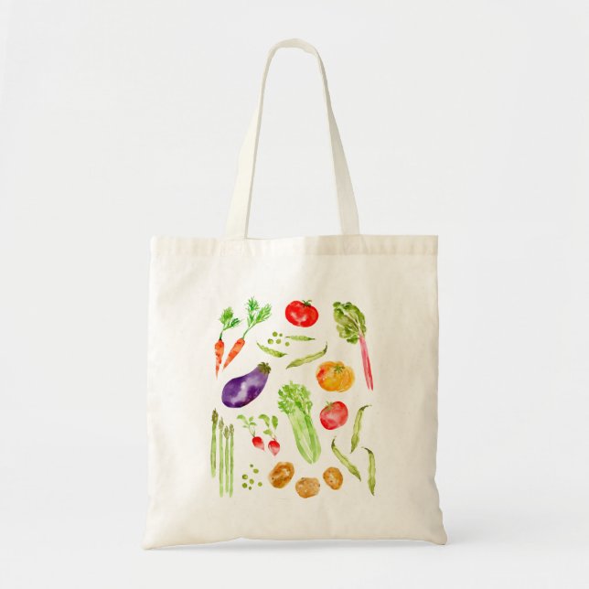 Tote Bag Aquarelle de légumes colorés amusants (Devant)