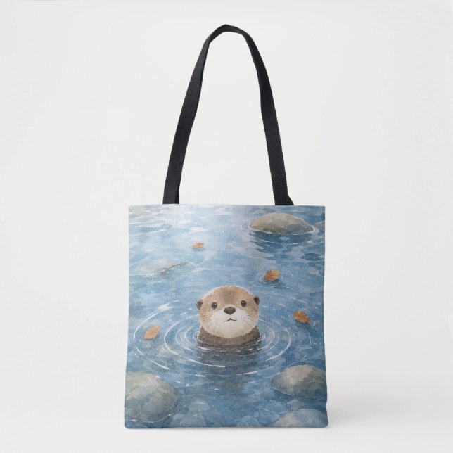 Tote Bag Aquarelle de loutre adorable (Devant)
