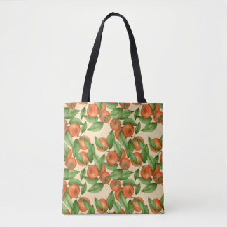 Tote Bag Aquarelle de mandarine, motif de fruits sans soudu