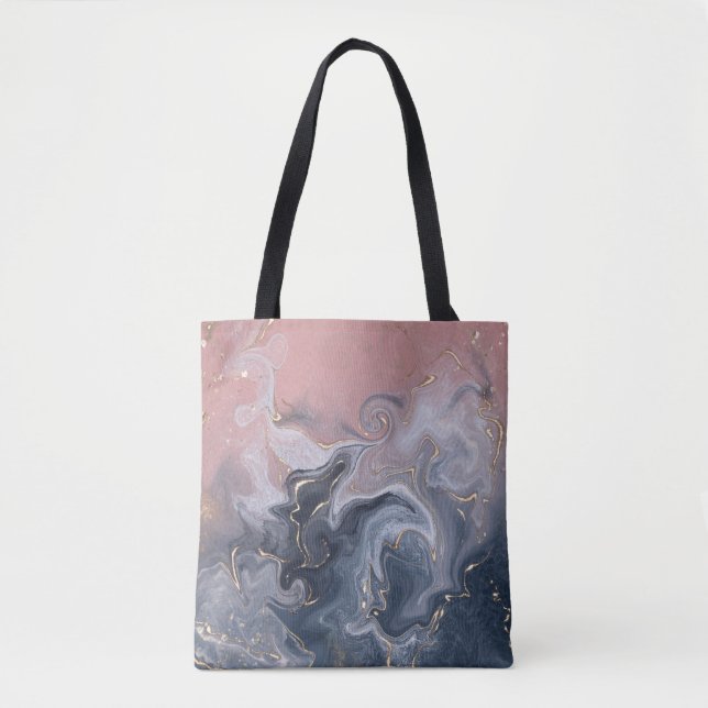 Tote Bag Aquarelle de marbre rose gris noir Leggi (Devant)