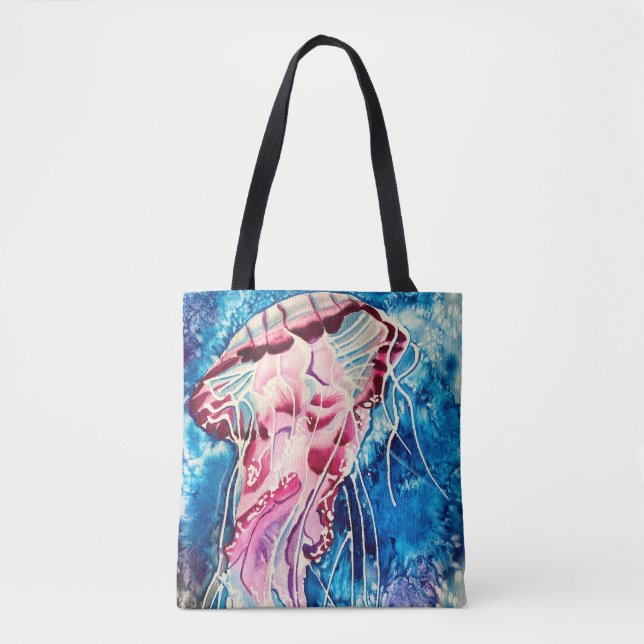 Tote Bag Aquarelle de méduse colorée art océanique (Devant)