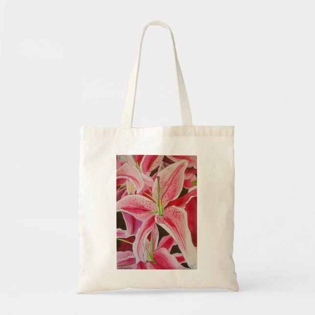 Tote Bag Aquarelle de menton rose Stargazer art original (Devant)