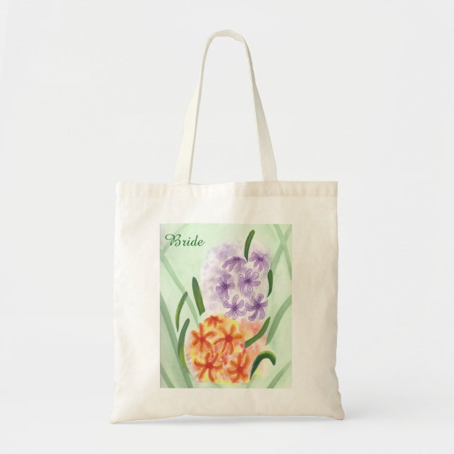 Tote Bag Aquarelle de monogramme violet orange d'Hyacinthe  (Devant)