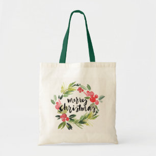 Tote Bag Aquarelle de Noël - guirlande de Joyeux Noël