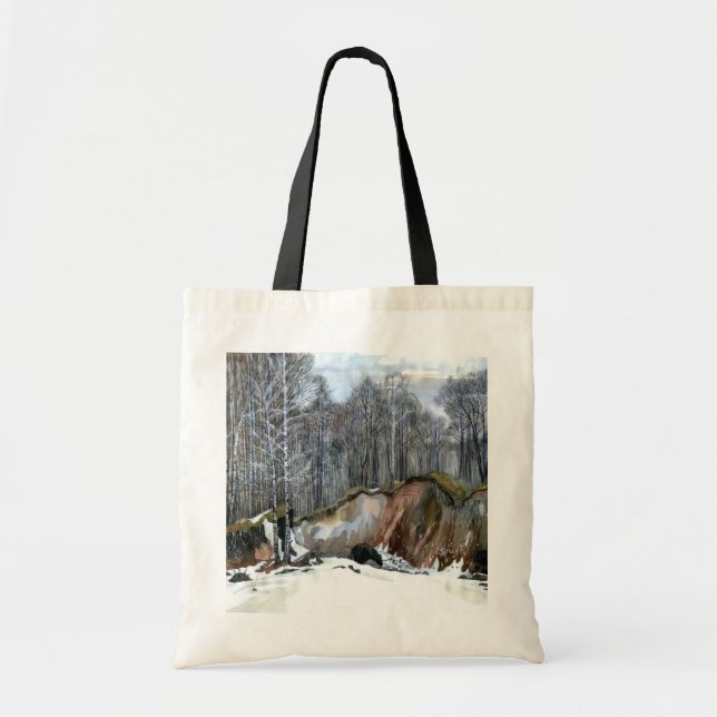 Tote Bag Aquarelle de peinture de ravin neigeux (Devant)