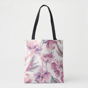 Tote Bag Aquarelle de pivoines : arrière - plan floral tran