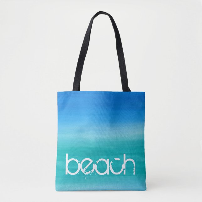 Tote Bag Aquarelle de plage Ocean Blue Green (Devant)