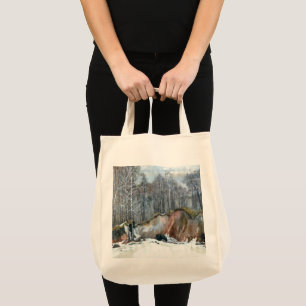 Tote Bag Aquarelle de ravin neigeux sur soie