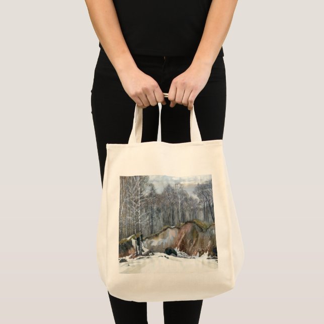 Tote Bag Aquarelle de ravin neigeux sur soie (Devant (produit))